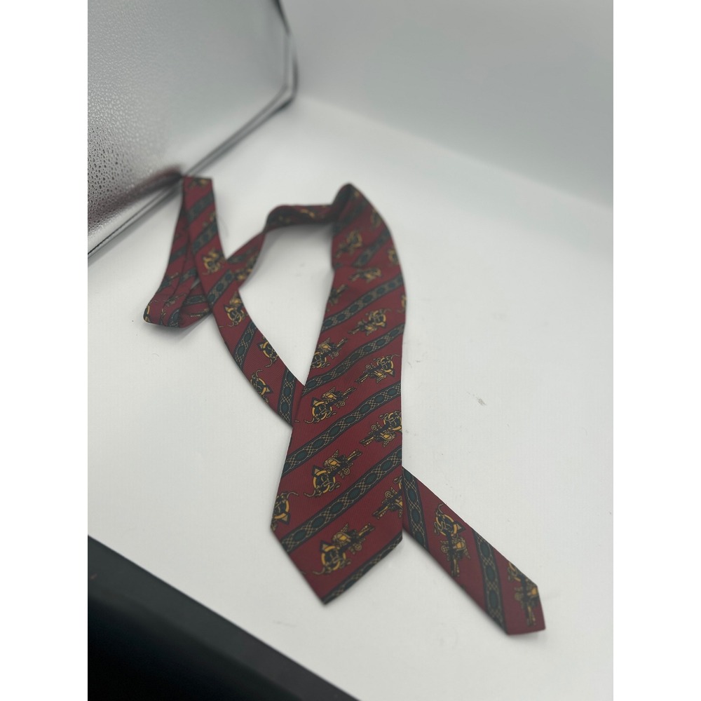 BSL Celtic Tie Collection Ireland Silk Blend Horse Carriage Burgundy Red Tie